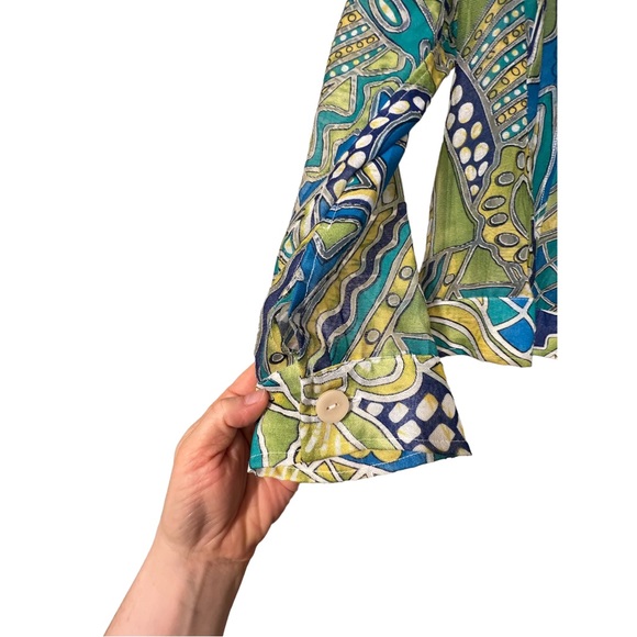 NWOT Christopher & Banks Geometric Button Shirt Jacket Artsy Art to Wear Large - Picture 3 of 11